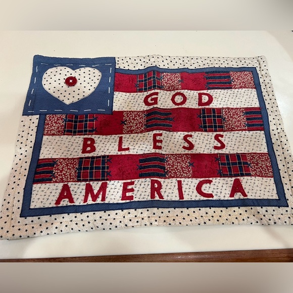 Patriotic , Set of 3  " God Bless America" 🇺🇸 Patchwork Placemats - Picture 2 of 10